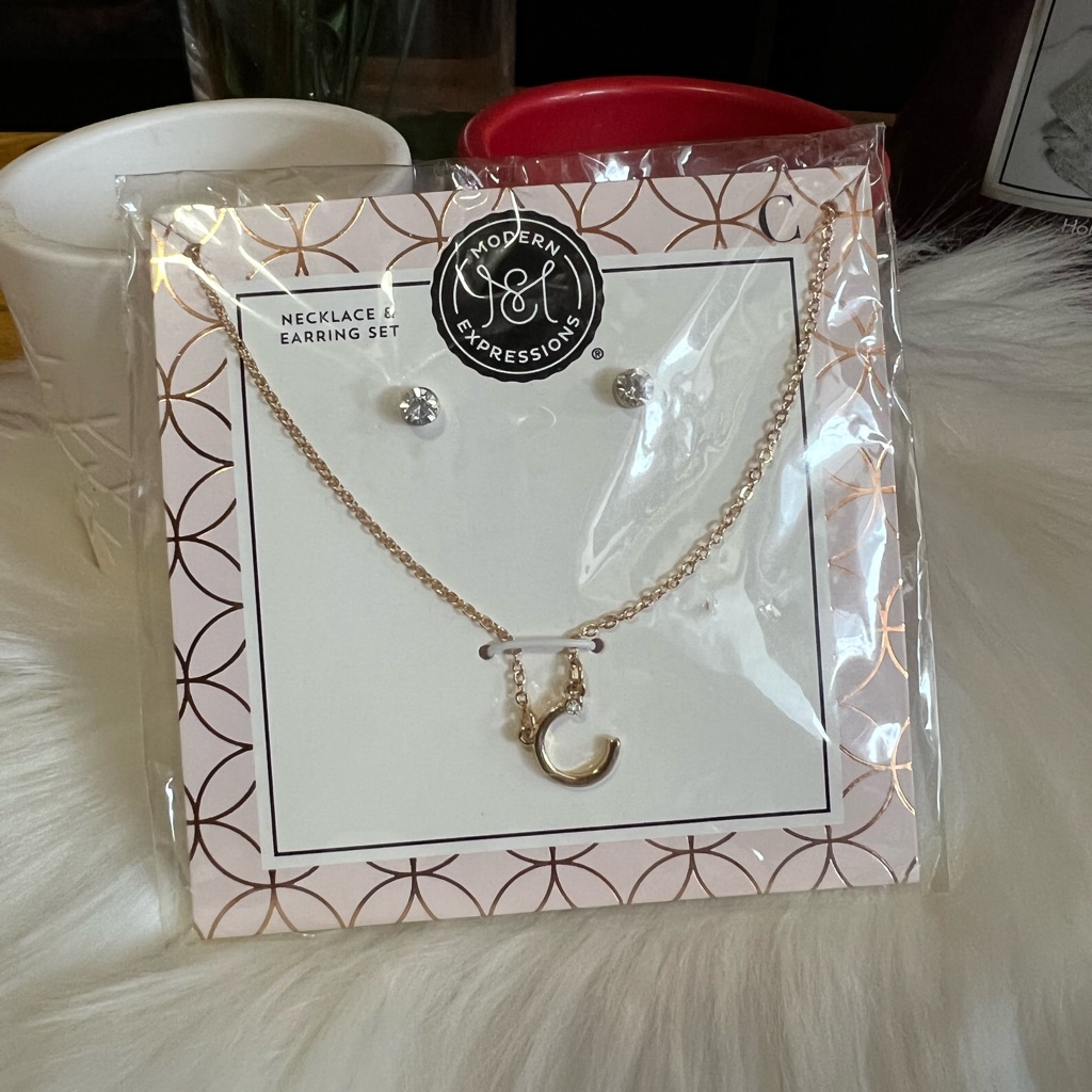 Modern Expressions Letter C Necklace And Studs